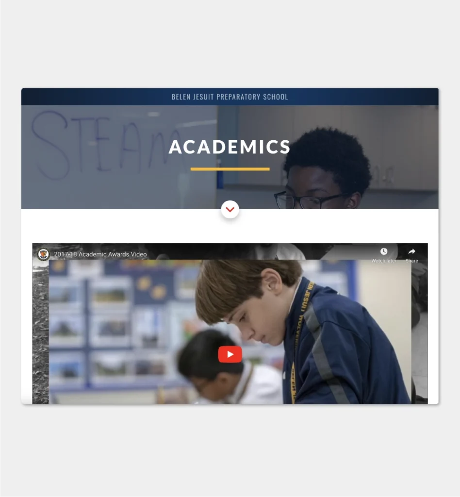 Belen Jesuit Prep School Viewbook Academics Page